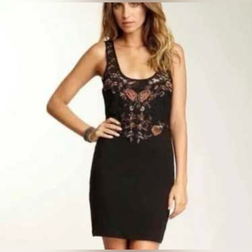 Free People Secrets Of Eden Lace Beaded Embroidered Sequin Mini Dress Size S/M